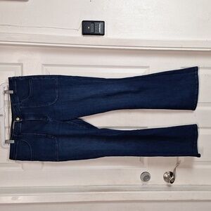 Pilcro Dark Blue Flare Jeans Stretchy Front Pockets Women 32